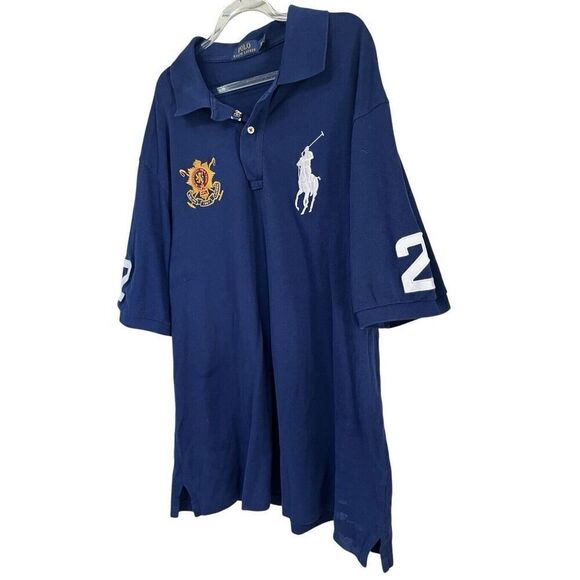 Polo Ralph Lauren Big Pony Crest Mesh Polo Big & Tall Men’s XLT Navy “2” VTG - Picture 11 of 14